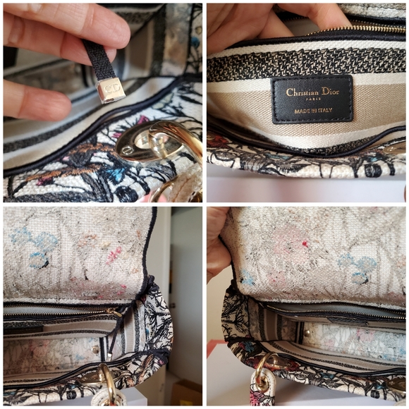 Lady Dior D lite flower latte embroidered medium bag - Picture 5 of 9